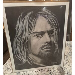 Kurt Cobain 1994 Bradford Salamon Charcoal Poster. 20x24. Sealed In Org Package.